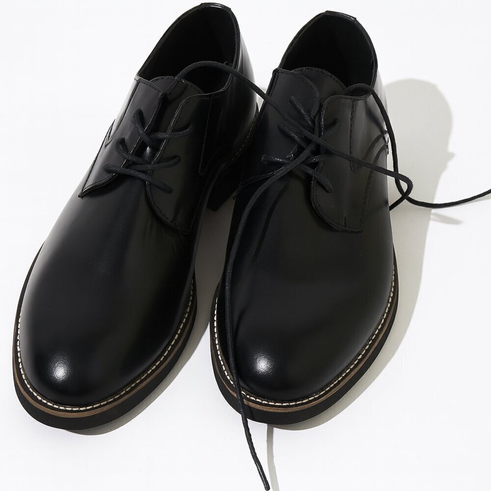 NWT Tanner Black Leather Men's Derby Dress Shoes 12 EU 46 Dust Bag